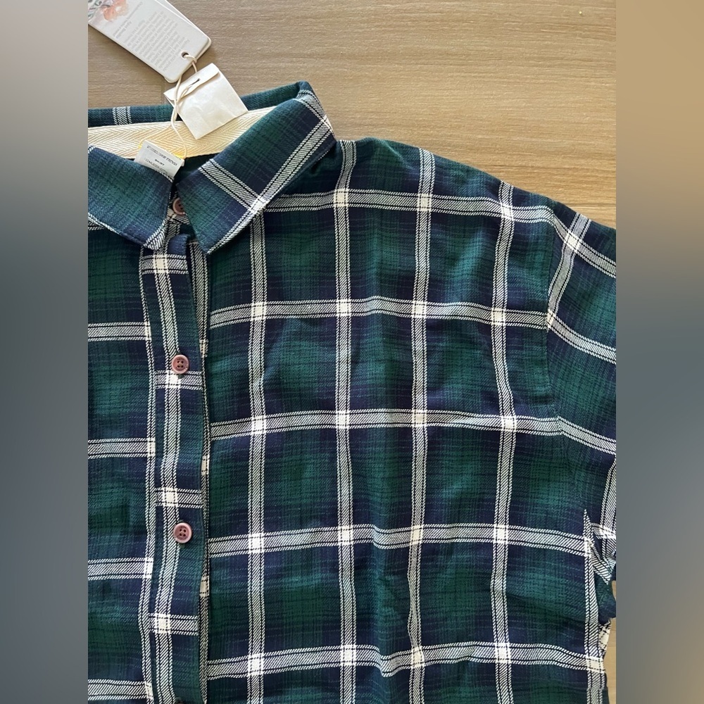 Agua Bendita Plaid Tennis Graphic Back Shirt Green Blue Oversized Size Large New - Picture 3 of 6